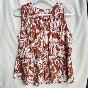 A New Day Burnt Orange Floral Blouse Tank Size Small